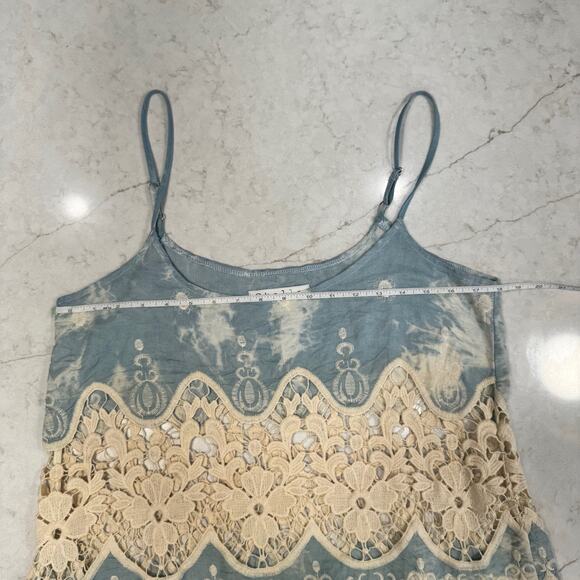 Boho Fringe Lace Tank Women's Large Festival Coachella Concert Country Cottage - Picture 4 of 14